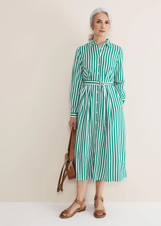 Women Phase Eight Dresses Ida Stripe Shirt Midi Dress