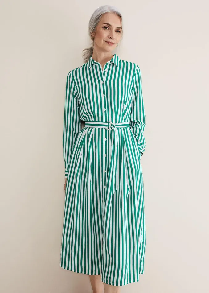 Women Phase Eight Dresses Ida Stripe Shirt Midi Dress
