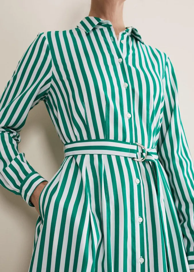 Women Phase Eight Dresses Ida Stripe Shirt Midi Dress