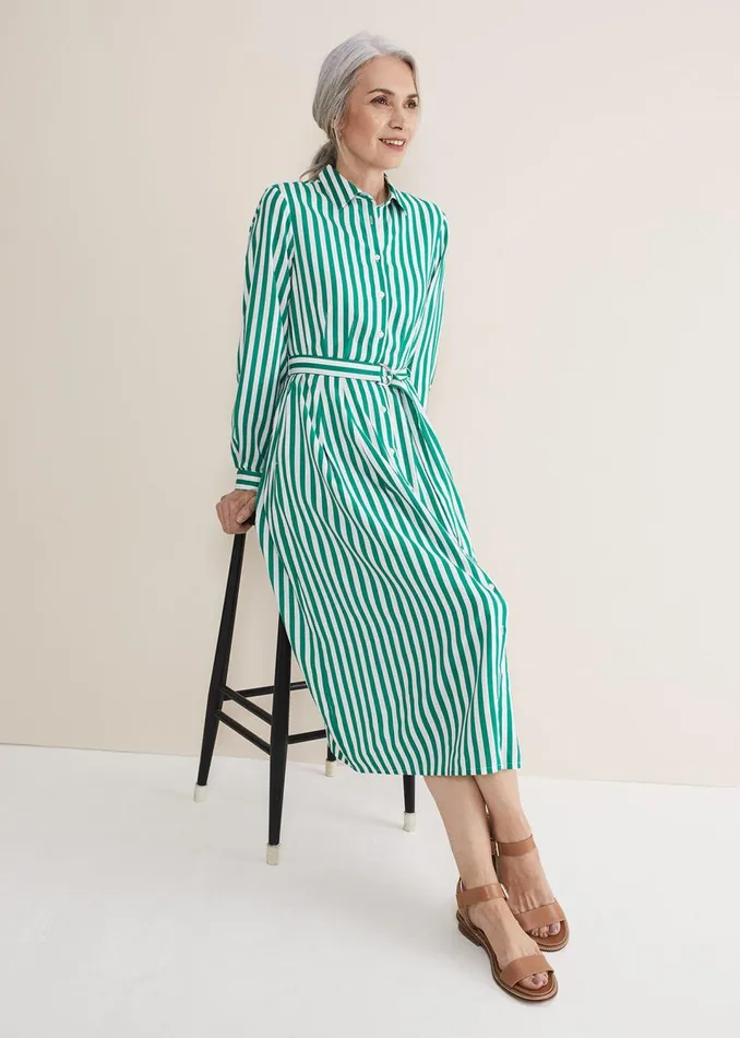 Women Phase Eight Dresses Ida Stripe Shirt Midi Dress