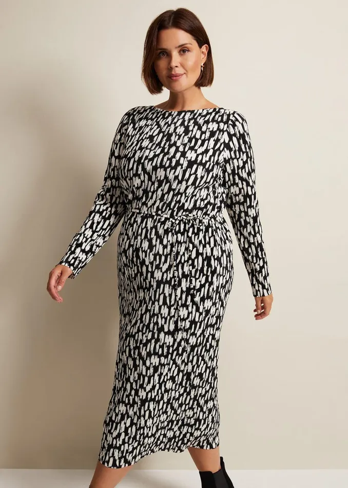 Women Phase Eight Dresses Jane Spotted Plisse Midi Dress