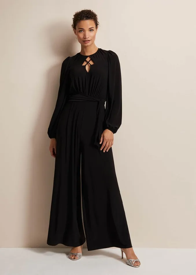 Women Phase Eight Dresses Janece Black Wide Leg Jumpsuit