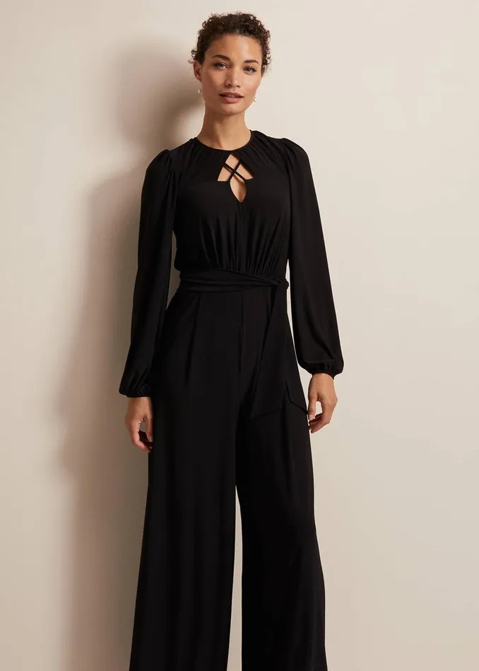 Women Phase Eight Dresses Janece Black Wide Leg Jumpsuit