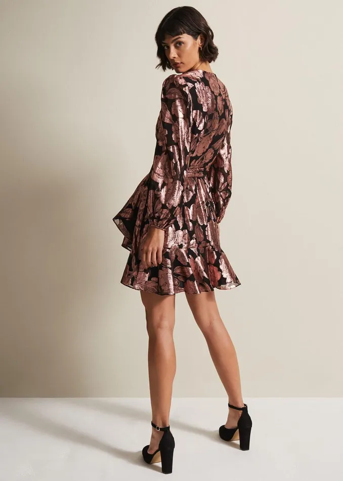 Women Phase Eight Dresses Juniper Foil Jacquard Wrap Dress