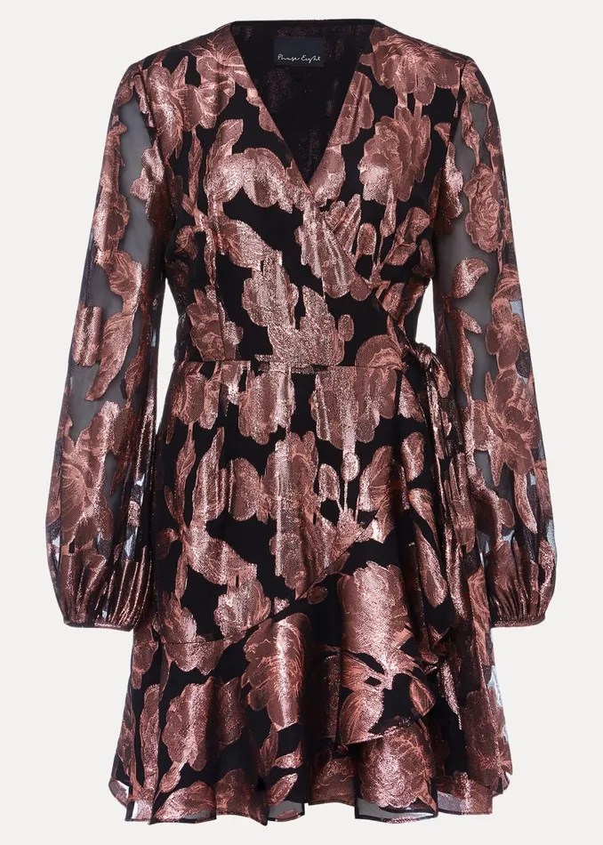 Women Phase Eight Dresses Juniper Foil Jacquard Wrap Dress