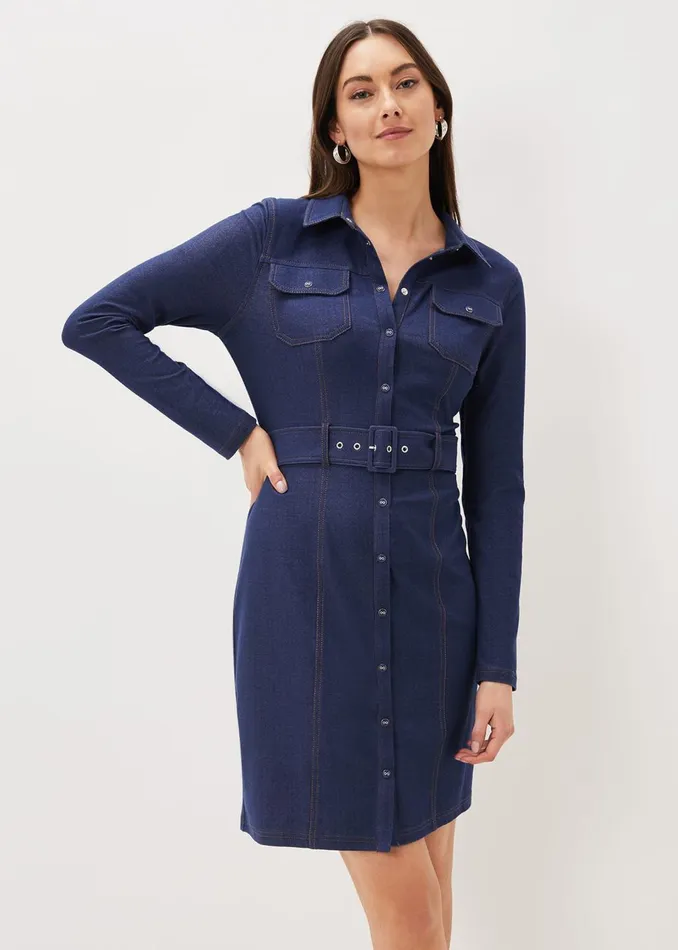 Women Phase Eight Dresses Kathryn Denim Fitted Jersey Dress
