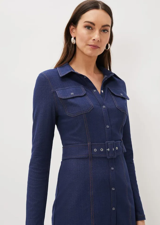 Women Phase Eight Dresses Kathryn Denim Fitted Jersey Dress
