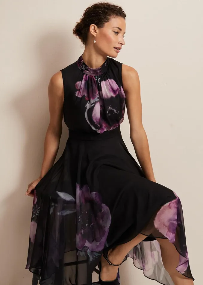 Women Phase Eight Dresses Lucinda Floral Chiffon Midi Dress