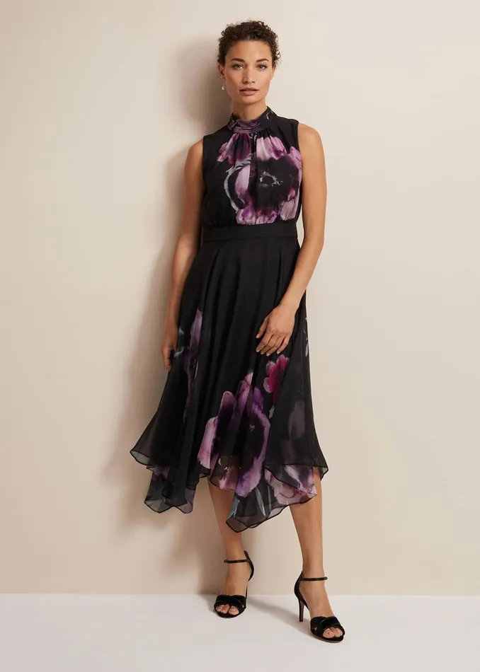 Women Phase Eight Dresses Lucinda Floral Chiffon Midi Dress