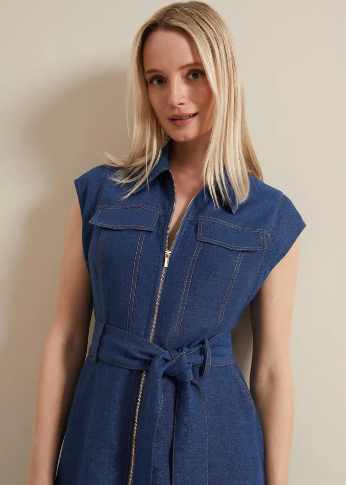 Women Phase Eight Dresses Luiza Denim Midi Dress