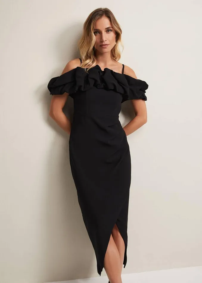 Women Phase Eight Dresses Mallory Black Off The Shoulder Maxi Dress