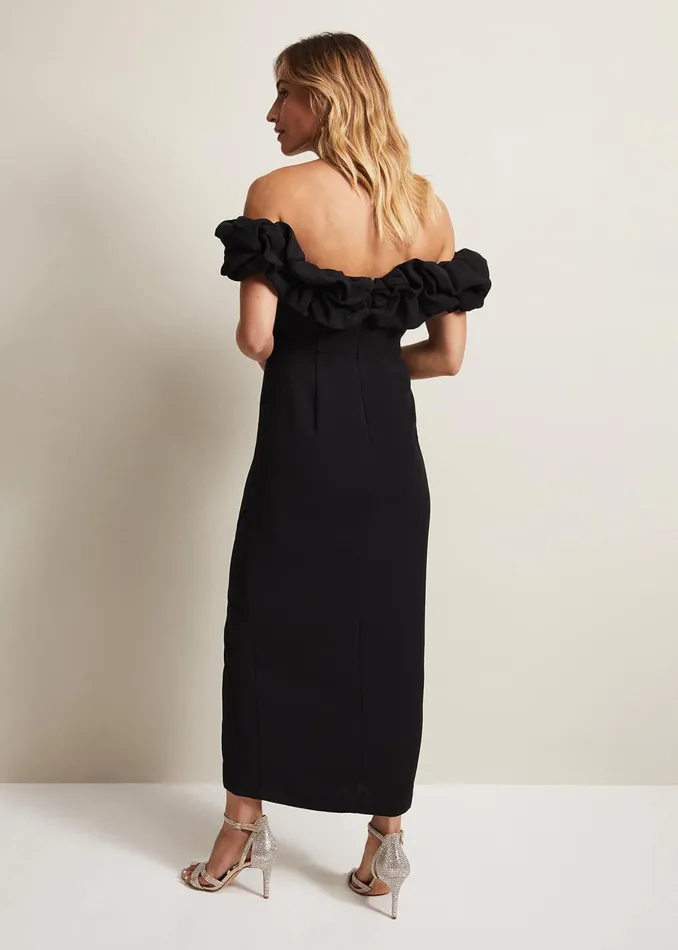 Women Phase Eight Dresses Mallory Black Off The Shoulder Maxi Dress