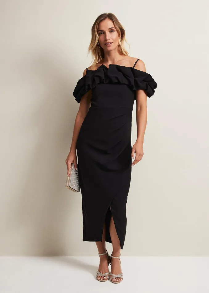 Women Phase Eight Dresses Mallory Black Off The Shoulder Maxi Dress