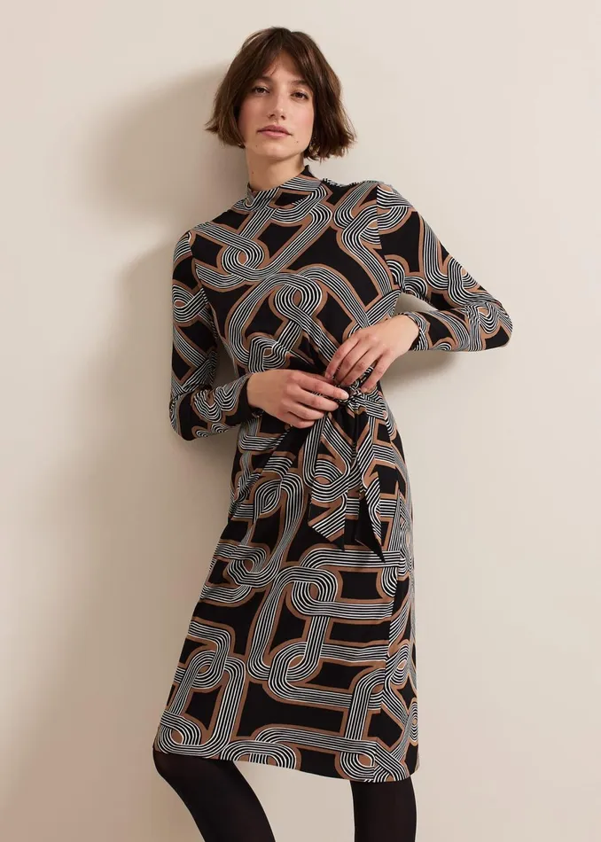 Women Phase Eight Dresses Margot Black Jersey Fitted Midi Dress