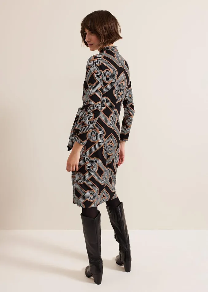 Women Phase Eight Dresses Margot Black Jersey Fitted Midi Dress
