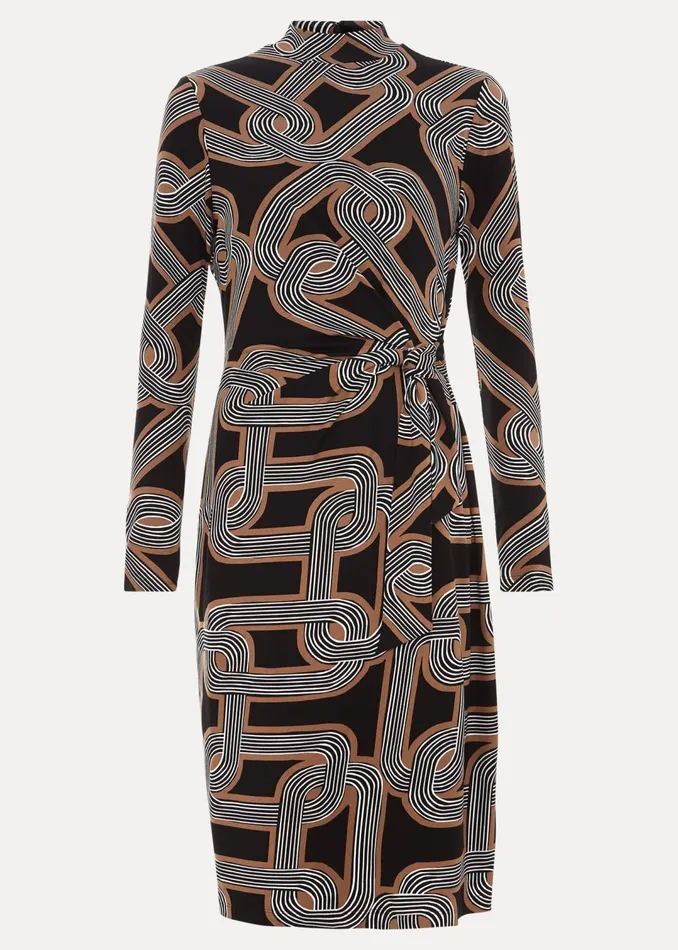Women Phase Eight Dresses Margot Black Jersey Fitted Midi Dress