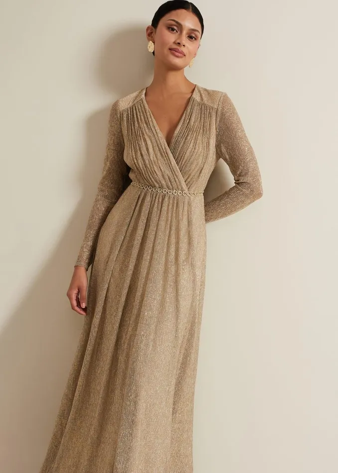 Women Phase Eight Dresses Masie Metallic Jersey Maxi Dress