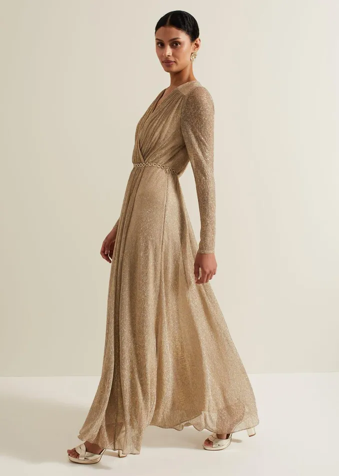 Women Phase Eight Dresses Masie Metallic Jersey Maxi Dress