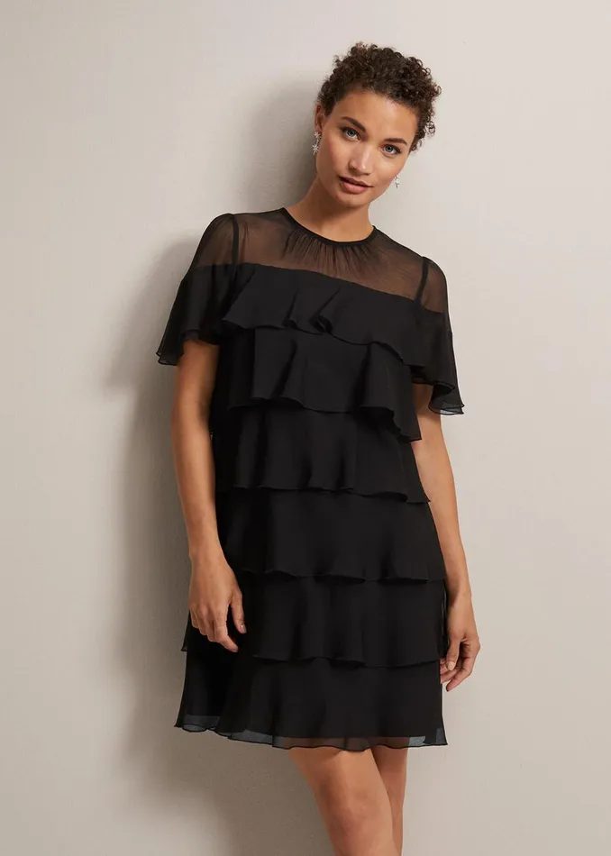 Women Phase Eight Dresses Nika Black Tiered Shift Dress