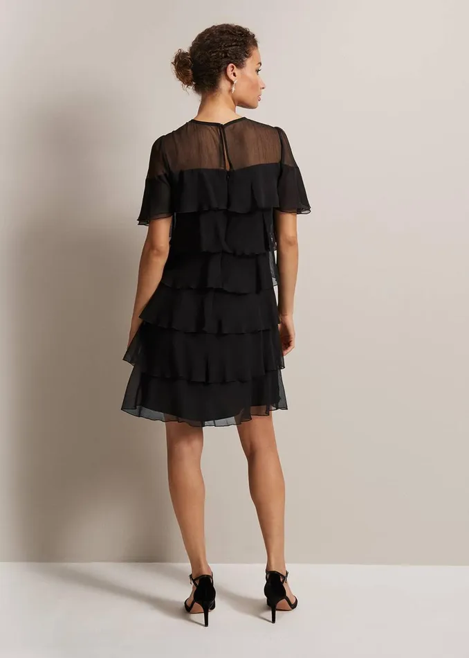 Women Phase Eight Dresses Nika Black Tiered Shift Dress