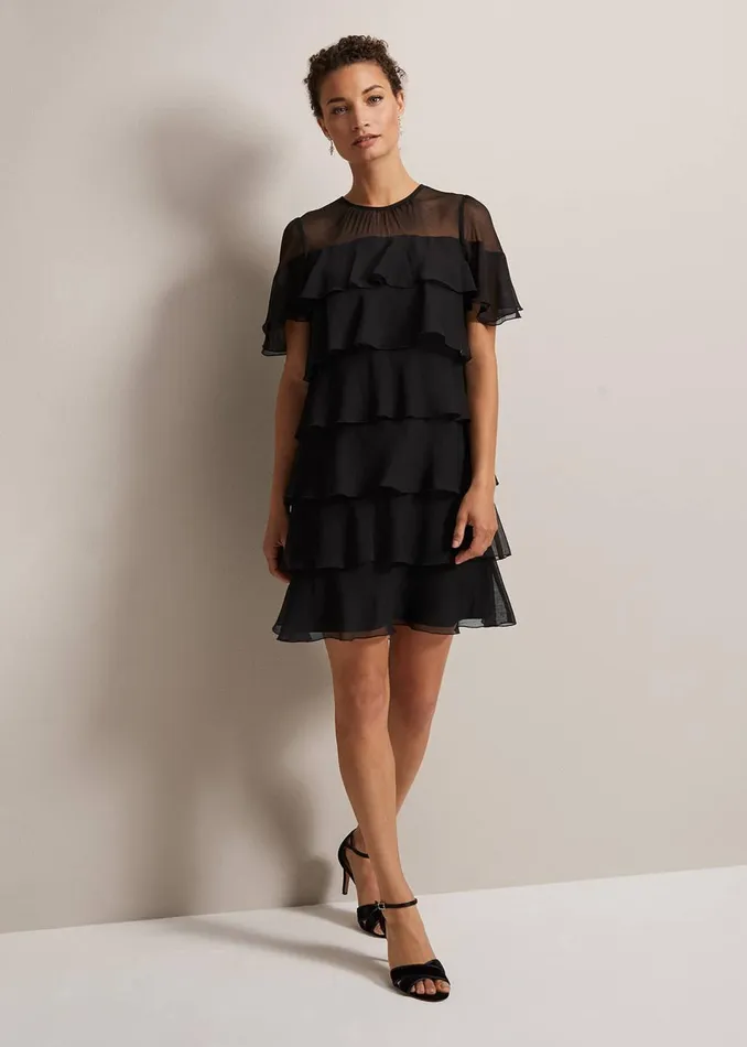 Women Phase Eight Dresses Nika Black Tiered Shift Dress