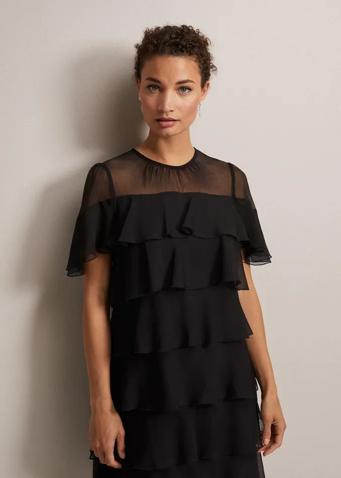Women Phase Eight Dresses Nika Black Tiered Shift Dress
