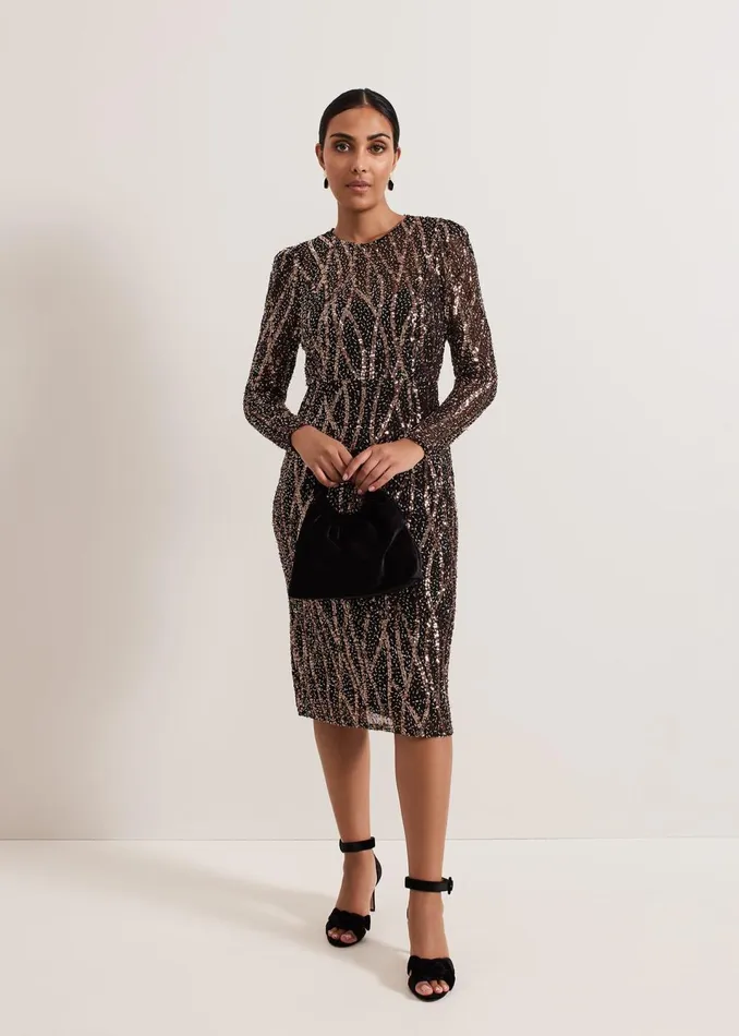 Women Phase Eight Dresses Petite Kaleigh Sequin Midi Dress
