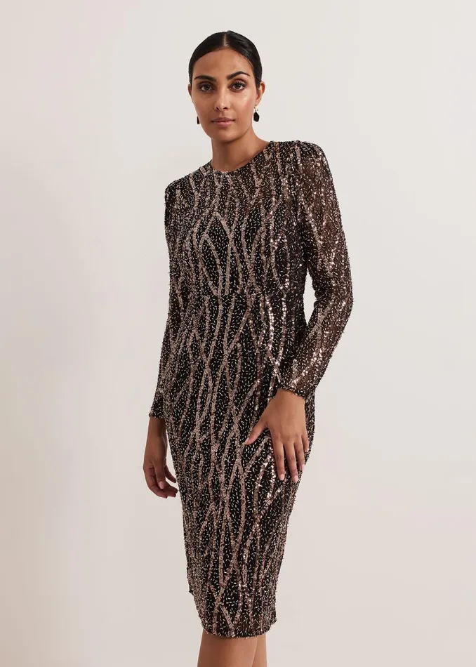 Women Phase Eight Dresses Petite Kaleigh Sequin Midi Dress