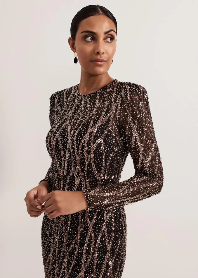 Women Phase Eight Dresses Petite Kaleigh Sequin Midi Dress