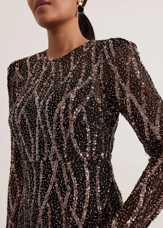 Women Phase Eight Dresses Petite Kaleigh Sequin Midi Dress