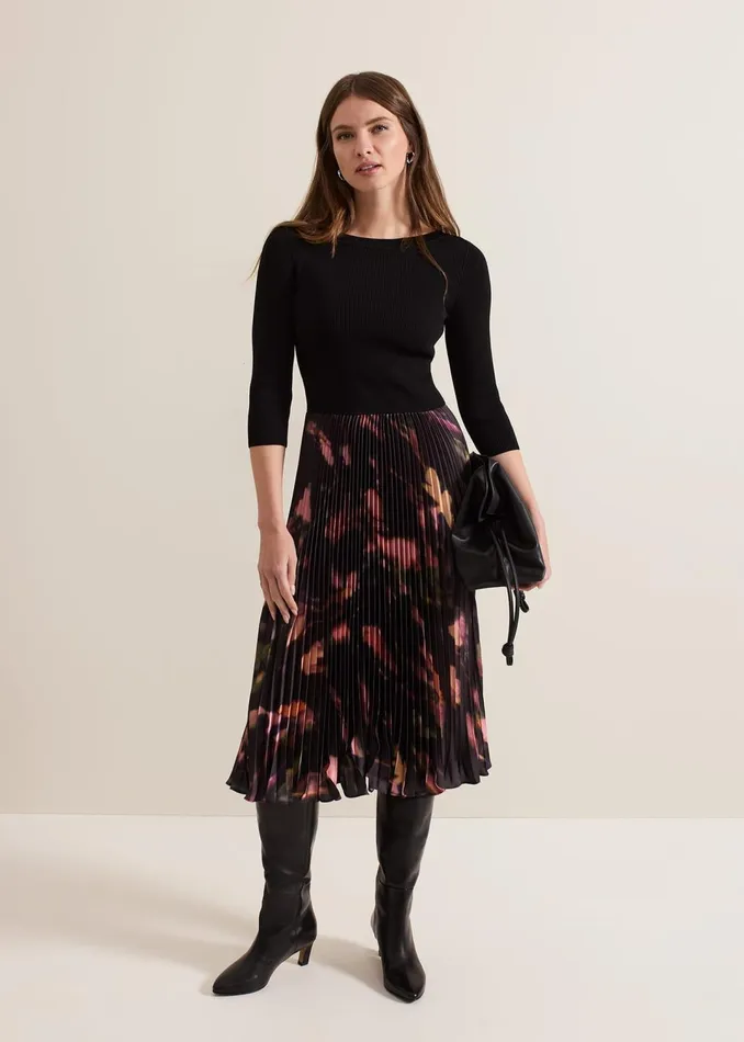 Women Phase Eight Dresses Petite Rhea Woven Hem Abstract Dress