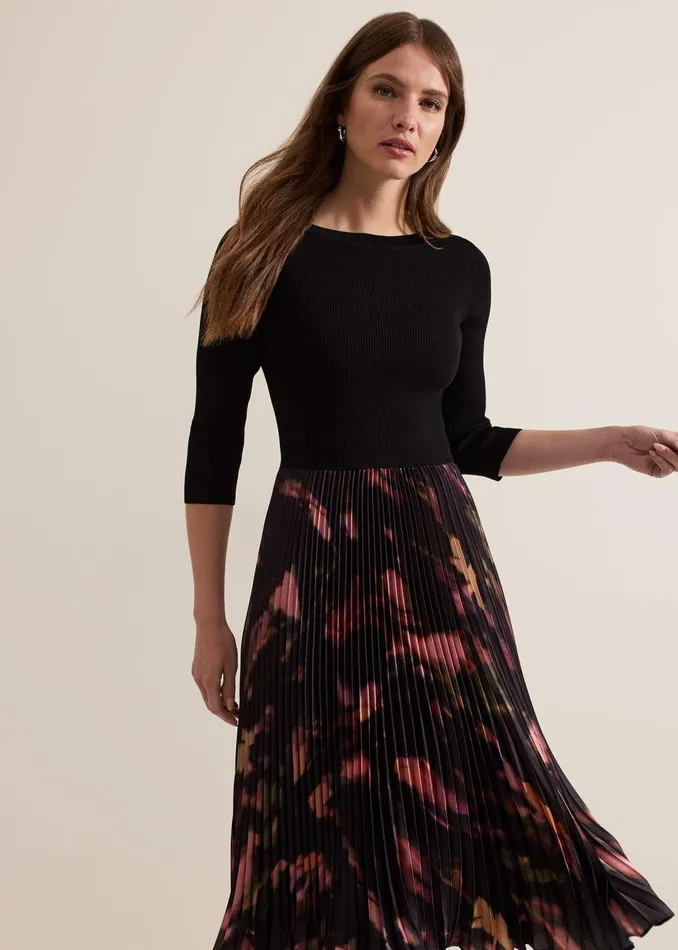 Women Phase Eight Dresses Petite Rhea Woven Hem Abstract Dress