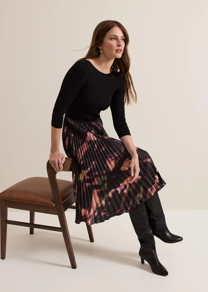 Women Phase Eight Dresses Petite Rhea Woven Hem Abstract Dress