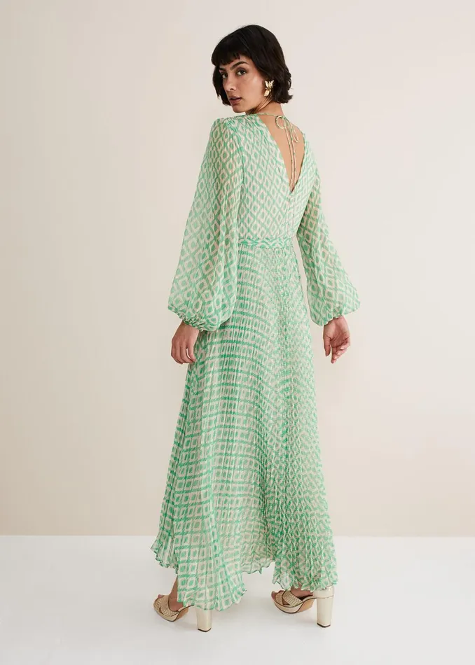 Women Phase Eight Dresses Roxanna Pleated Diamond Maxi Dress