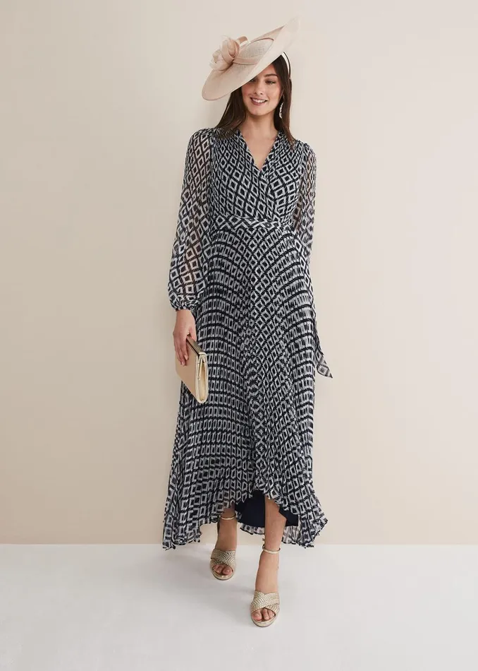 Women Phase Eight Dresses Roxanna Pleated Diamond Maxi Dress