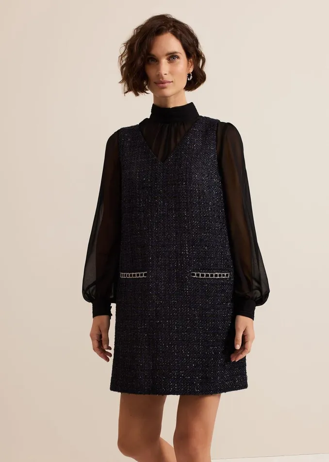 Women Phase Eight Dresses Sabine Navy Tweed Dress