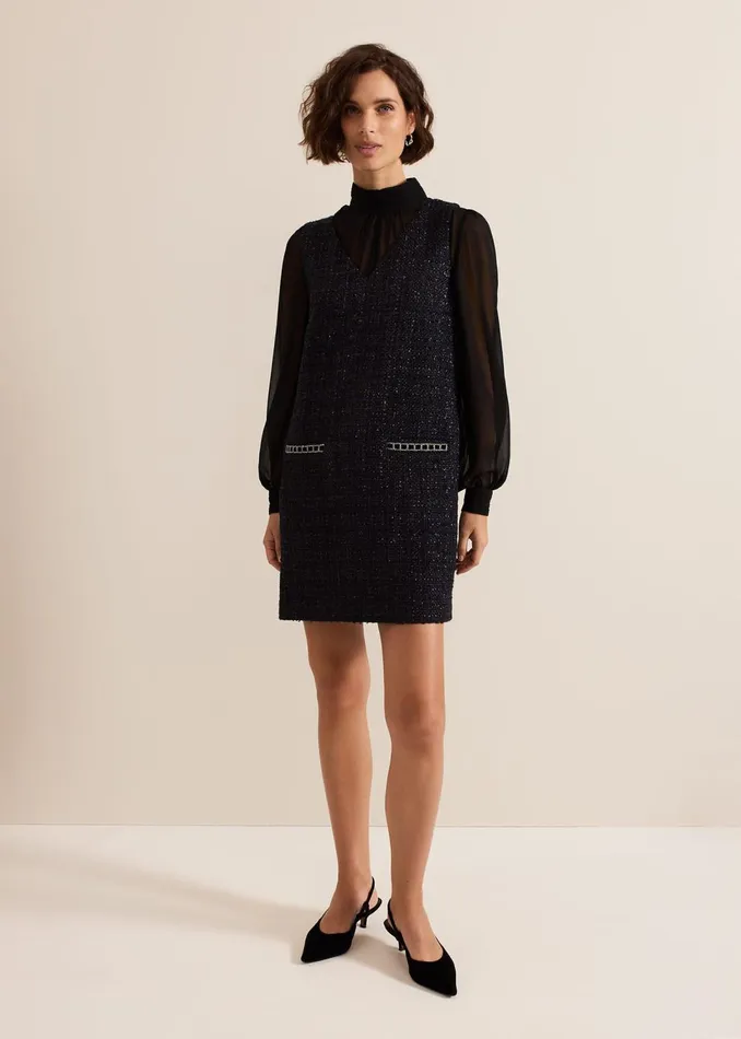 Women Phase Eight Dresses Sabine Navy Tweed Dress