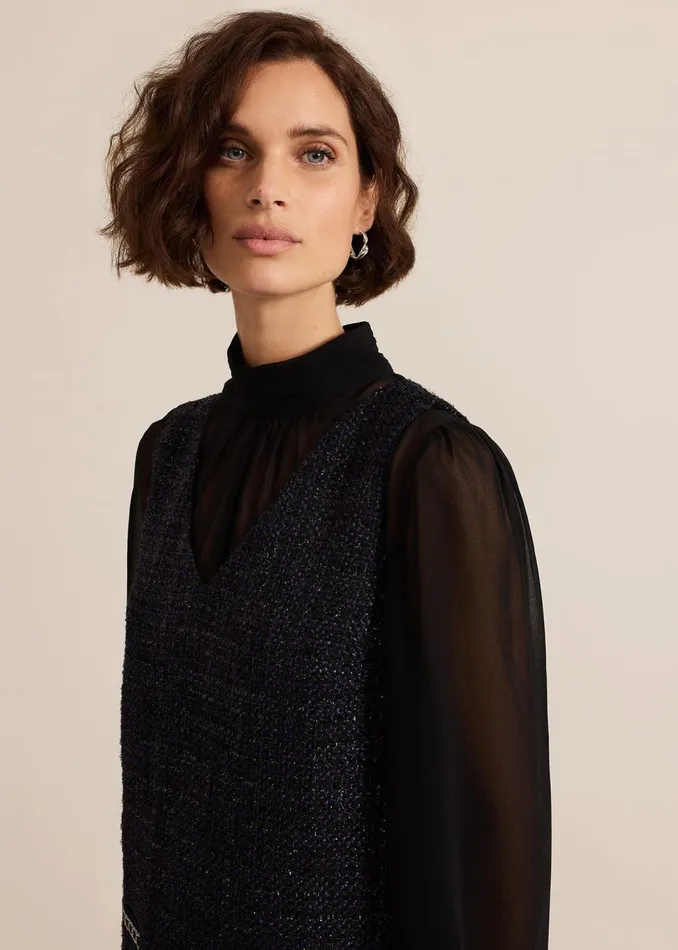 Women Phase Eight Dresses Sabine Navy Tweed Dress