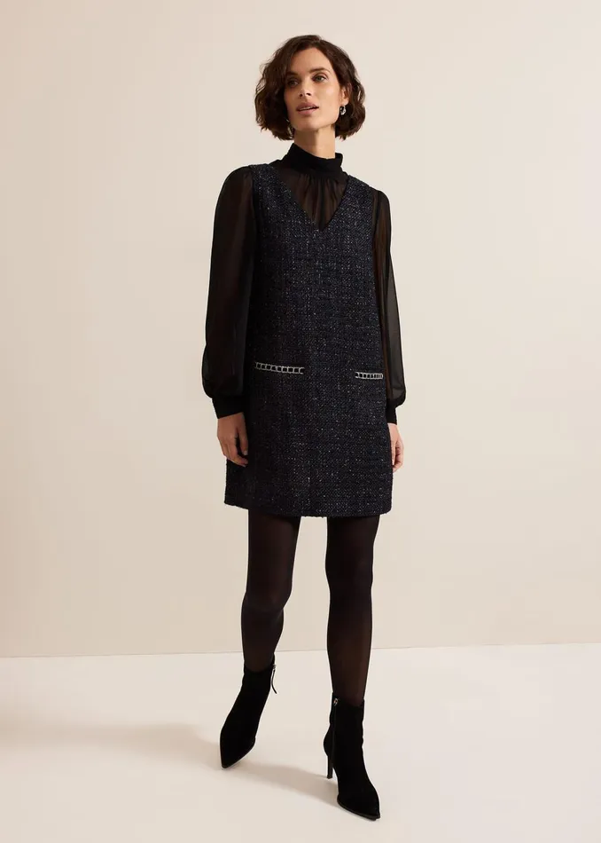 Women Phase Eight Dresses Sabine Navy Tweed Dress