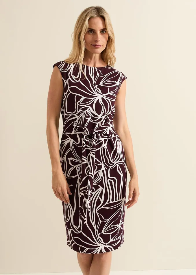 Women Phase Eight Dresses Sabrina Jersey Abstract Tie Midi Dress