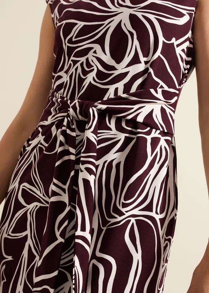 Women Phase Eight Dresses Sabrina Jersey Abstract Tie Midi Dress