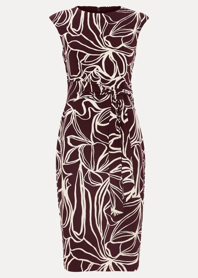 Women Phase Eight Dresses Sabrina Jersey Abstract Tie Midi Dress