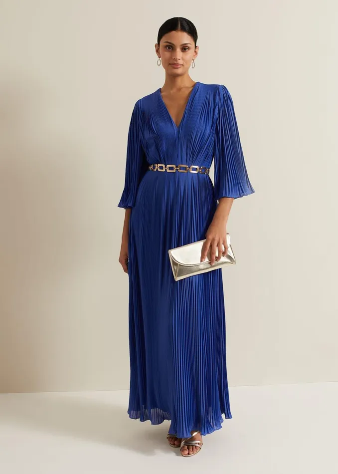 Women Phase Eight Dresses Venetia Pleat Beaded Maxi Dress