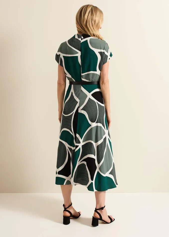 Women Phase Eight Dresses Zaynab Green Swirl Cowl Neck Midi Dress