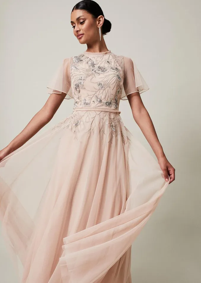 Women Phase Eight Dresses Zena Beaded Tulle Maxi Dress
