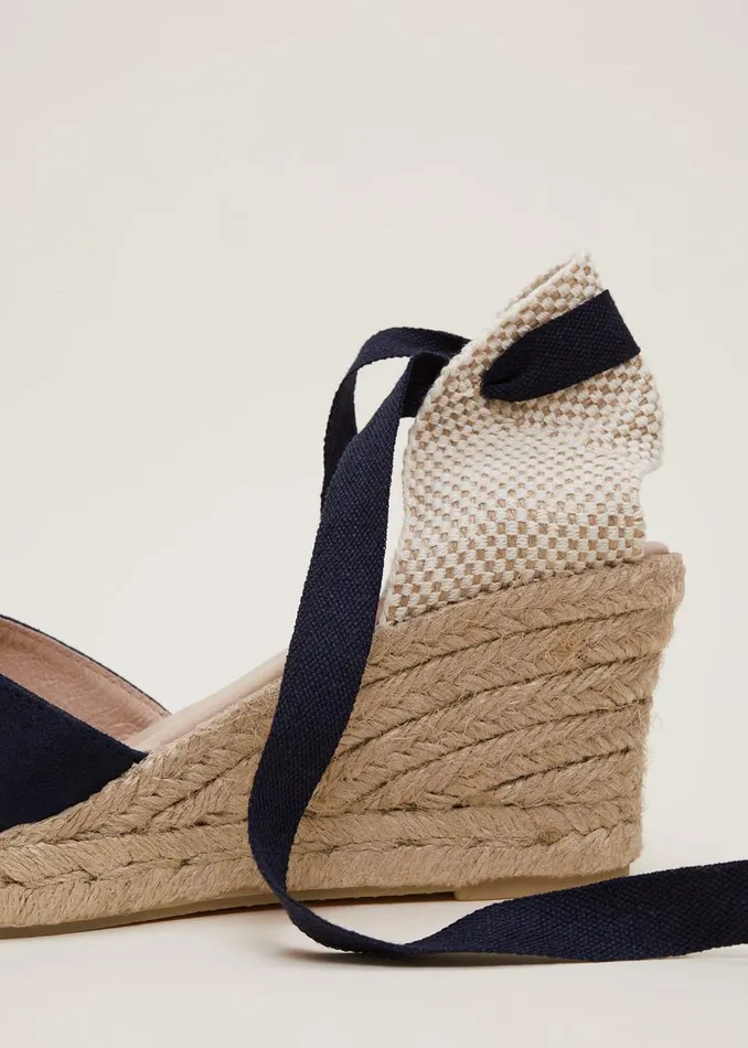 Women Phase Eight Heels Suede Ankle Tie Espadrille Shoe
