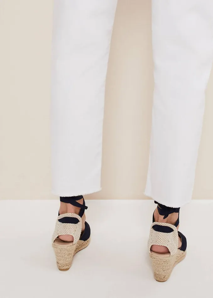 Women Phase Eight Heels Suede Ankle Tie Espadrille Shoe