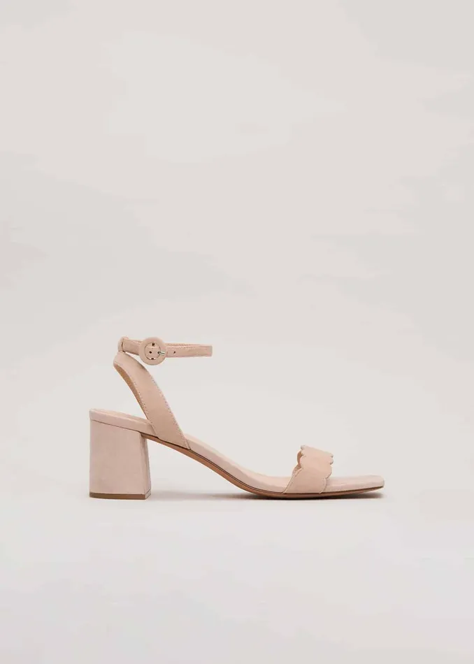 Women Phase Eight Heels Suede Scallop Block Heel
