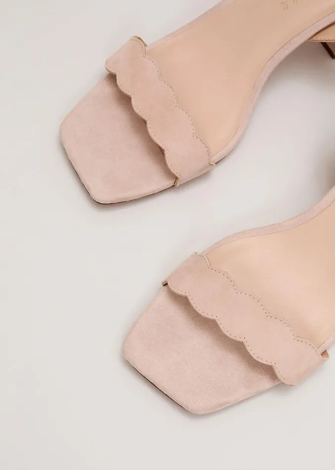 Women Phase Eight Heels Suede Scallop Block Heel