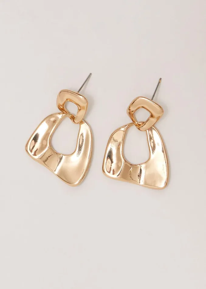 Women Phase Eight Jewellery Gold Irregular Square Drop Earrings